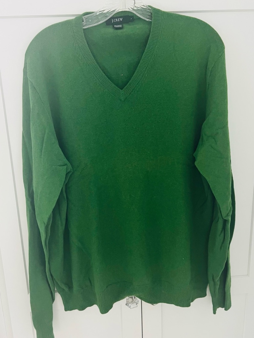 J. Crew Men's Green V-Neck Sweater Cashmere Blend Large